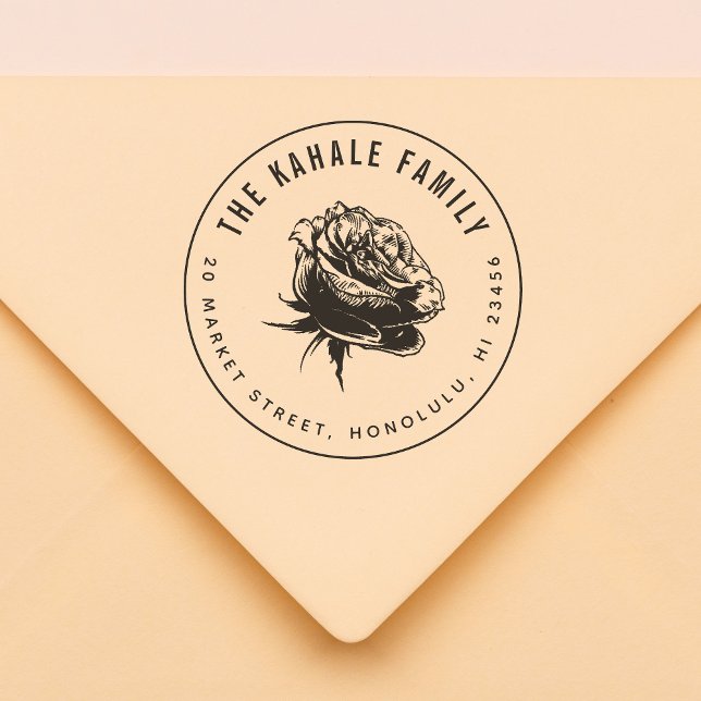 Tampons Encreurs Rose en gras | Nom de famille personnalisé et adre (Stamp Mock-up)