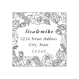 Tampons Encreurs Rose Garden Couple Names Mariage Adresse de retour