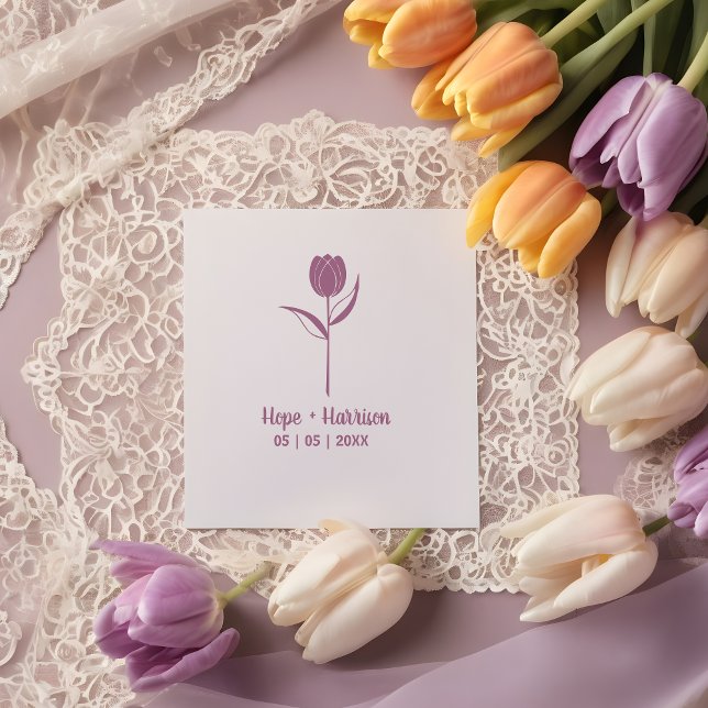 Tampons Encreurs Rose minimaliste pour Mariage (Minimalist Wedding Tulip Rubber Stamp.)