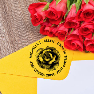 Tampons Encreurs Rose vintage Floral Custom Round Adresse de retour