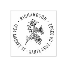 Rose Vintage rond Nom de famille Adresse de retour