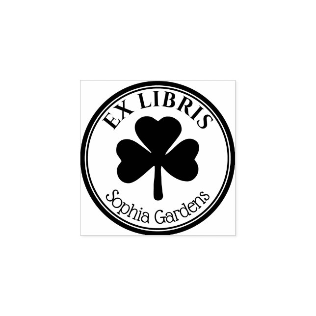 Tampons Encreurs Round Ex Libris - Sta en caoutchouc Motif Shamrock (Impression)
