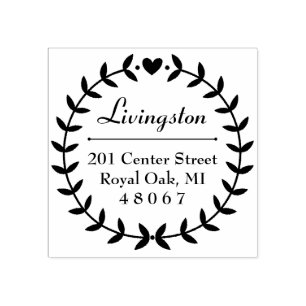 Tampons Encreurs Round Laurel Wreath Family Return Adresse