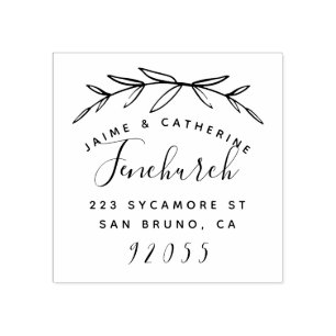 Tampons Encreurs Rustic Botanical Marié Couple Adresse de retour