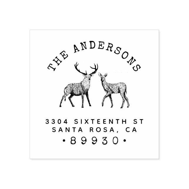 Tampons Encreurs Rustic Buck & Doe Nom de famille Adresse de retour (Impression)