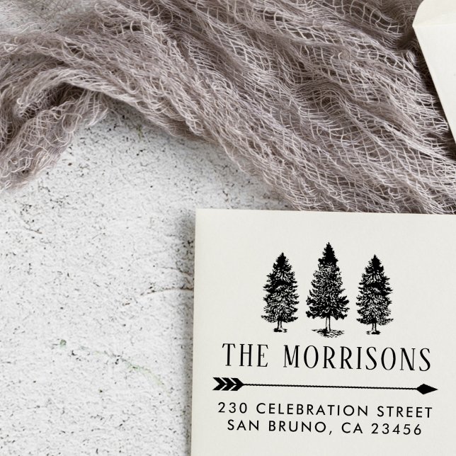 Tampons Encreurs Rustic Country Pines Nom de famille Adresse de ret (Créateur téléchargé)