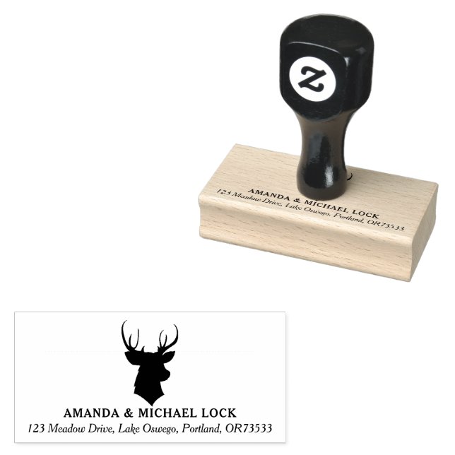 Tampons Encreurs Rustic Deer Head Mariage Adresse de retour (Tamponné)