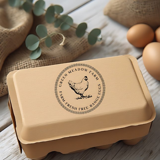 Tampons Encreurs Rustic Family Farm Chicken Egg Carton Rubber Stamp (Créateur téléchargé)