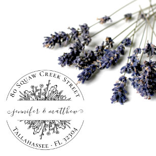 Tampons Encreurs Rustic Fleur sauvage Vintage Wedding Adresse de re