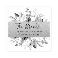 Rustic Floral Adresse de retour Timbre en caoutcho