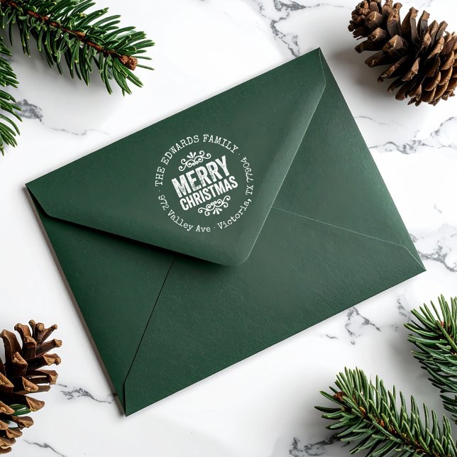 Tampons Encreurs Rustic Merry Christmas Return Address (Créateur téléchargé)