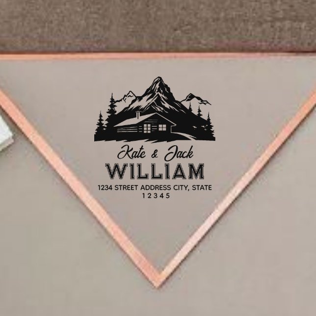 Tampons Encreurs Rustic Mountains & Pines Mariage Retour Adresse Ru (Créateur téléchargé)