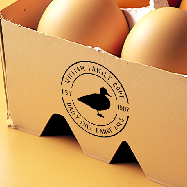 Tampons Encreurs Rustic Round Farm Détails & Canard Egg Carton (Rubber Stamp Mock-up)