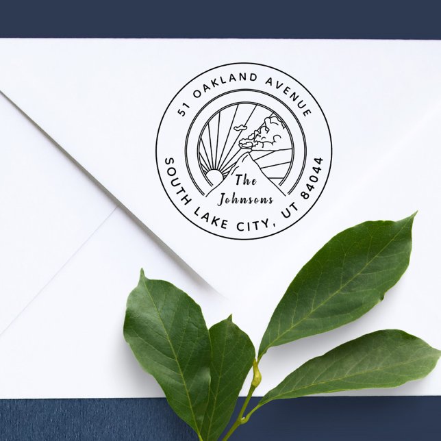 Tampons Encreurs Rustic Round Mountains Inspiré Adresse de retour (Rustic Round Mountains Inspired Return Address Rubber Stamp)