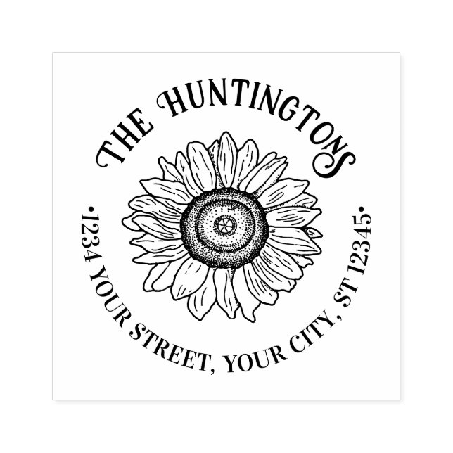 Tampons Encreurs Rustic Sunflower #1 Nom de famille personnalisé Ad (Impression)