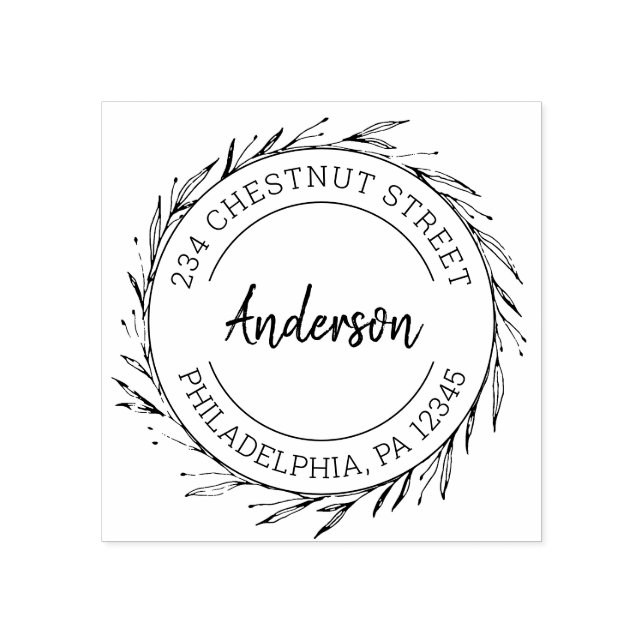 Tampons Encreurs Rustic Wreath Adresse de retour (Impression)