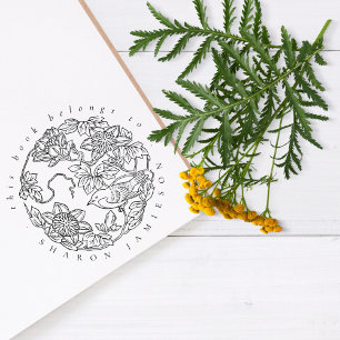 Tampons Encreurs Rustique Delicate Floral Bird Custom Name Library