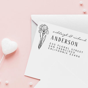 Tampons Encreurs Rustique Iris Flower Nom personnalisé Adresse de r