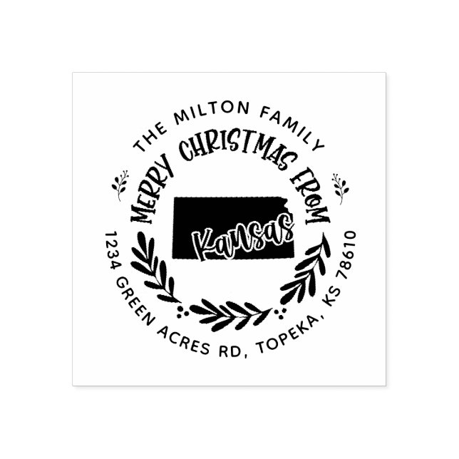 Tampons Encreurs rustique kansas joyeux noël adresse de retour (Impression)