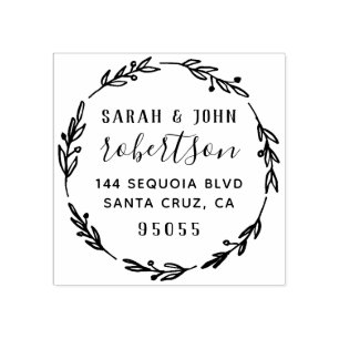 Tampons Encreurs Rustique Main tiré couple marié Adresse de retour