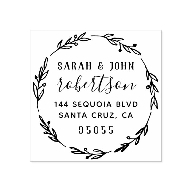 Tampons Encreurs Rustique Main tiré couple marié Adresse de retour (Impression)