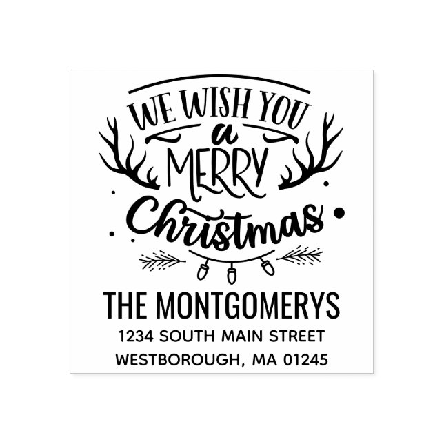 Tampons Encreurs Rustique Nous Vous Souhaitons Joyeux Noël Adresse  (Impression)