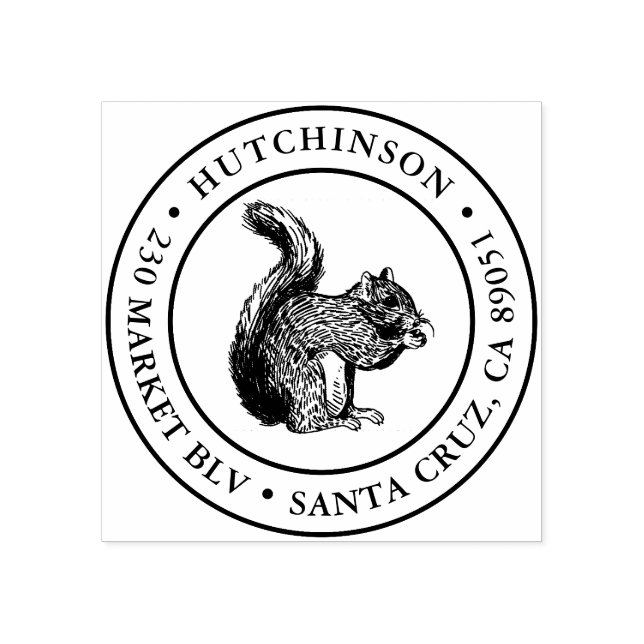 Tampons Encreurs Rustique Squirrel Round Rond Adresse de retour (Impression)