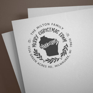 Tampons Encreurs Rustique Wisconsin Joyeux Noël Adresse de retour