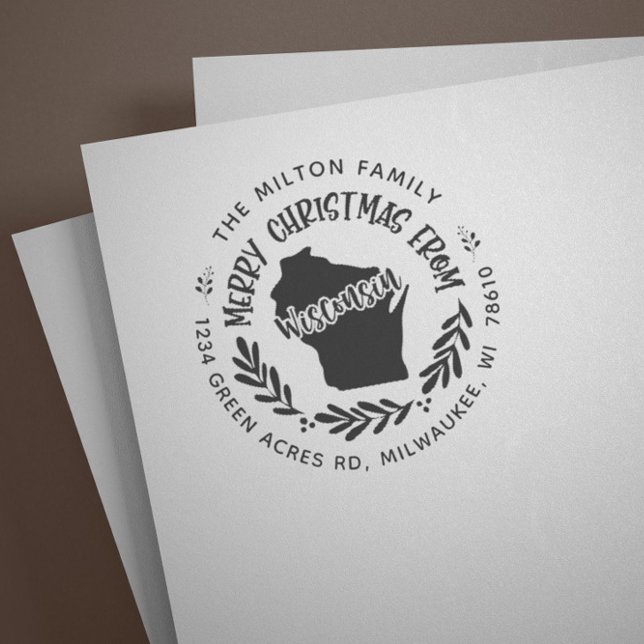 Tampons Encreurs Rustique Wisconsin Joyeux Noël Adresse de retour (Créateur téléchargé)
