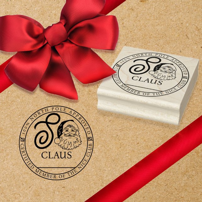 Tampons Encreurs S Claus Pôle Nord Membre Approuvé Nice Club (Make someone feel special with this giftwrap or letter "S Claus" stamp!  Just write in the name.)