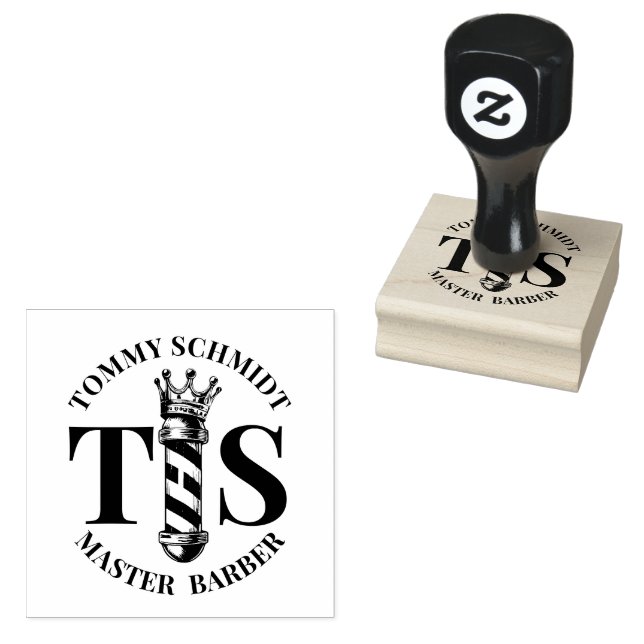 Tampons Encreurs Salon de coiffure Barber King Crown Barber Pole Ha