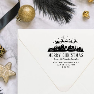 Tampons Encreurs Santa Claus Sleigh Reindeer Adresse de retour pers