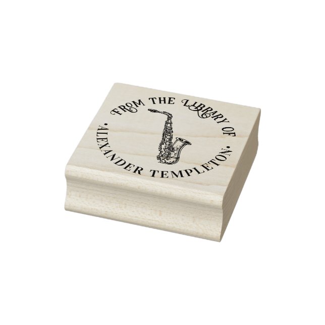 Tampons Encreurs Saxophone Musical Instrument Rnd Library Nom du li (Tampon)