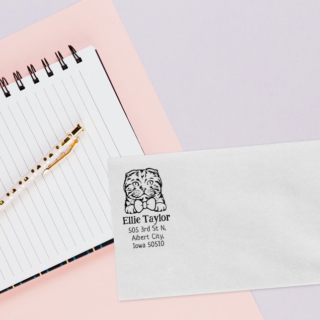 Tampons Encreurs Scottish Fold Cat Return Adresse Pet (Créateur téléchargé)