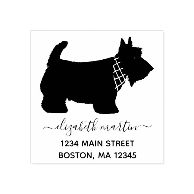 Tampons Encreurs Scottish Terrier Dog Monogramme Nom Adresse de ret (Impression)