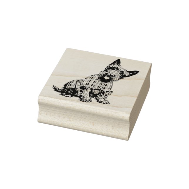 Tampons Encreurs Scottish Terrier in a plaid coat - rubber stamp (Tampon)