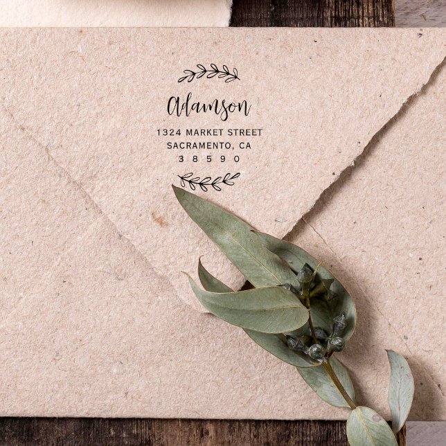 Tampons Encreurs Script botanique personnalisé Nom de famille Adres (Créateur téléchargé)