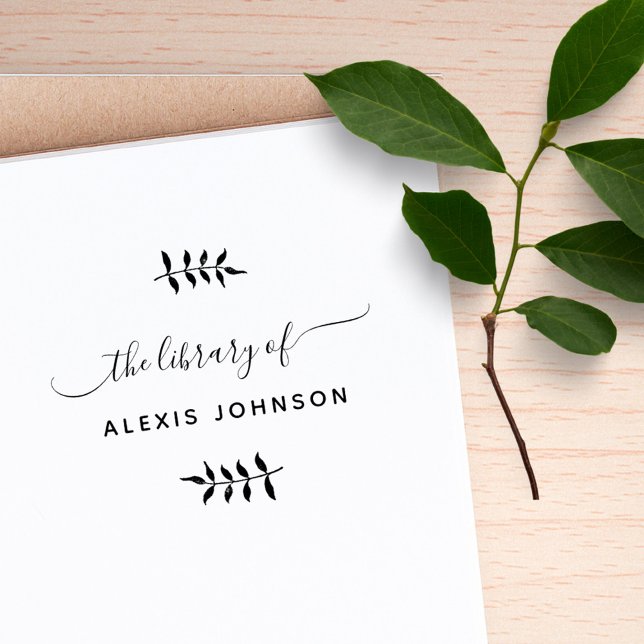 Tampons Encreurs Script chic Bibliothèque botanique moderne Livres (Créateur téléchargé)