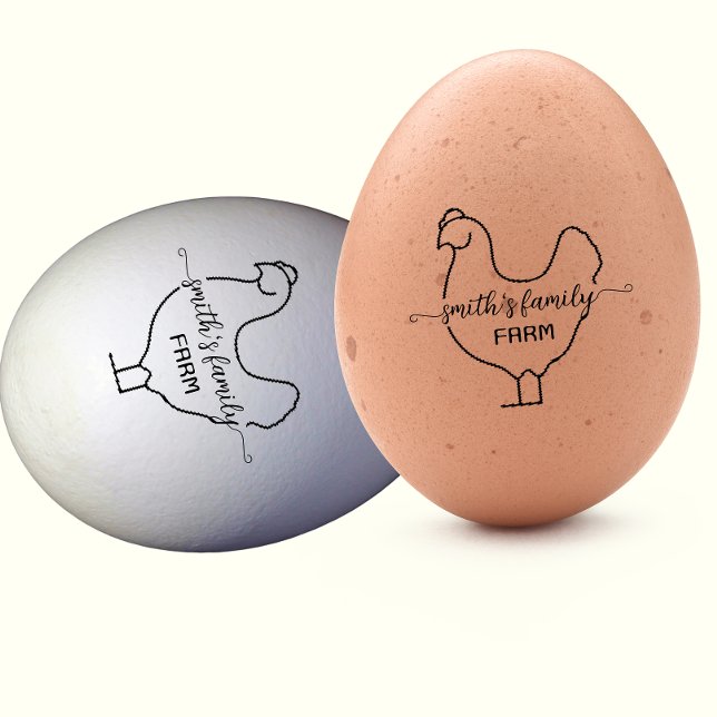Tampons Encreurs Script Custom Chicken silhouette Egg Mini Stamp (Créateur téléchargé)