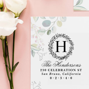 Tampons Encreurs Script de couronne de monogramme Nom de famille Ad