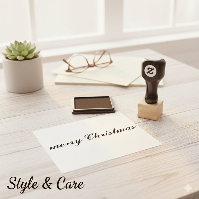 Tampons Encreurs Script Élégant Classique Joyeux Noël (Classic Elegant Merry Christmas Script Rubber Stamp)