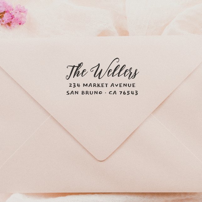 Tampons Encreurs Script élégant Nom de famille et adresse de typogr (Rubber STamp Mock-up)