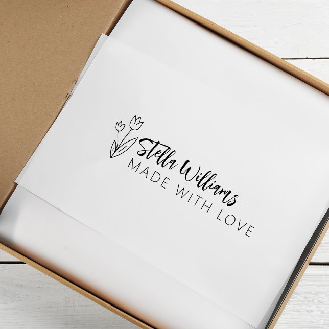 Tampons Encreurs Script Graphique De Tulipe Fait Avec Amour (Graphic Tulip Script Made With Love Rubber Stamp)