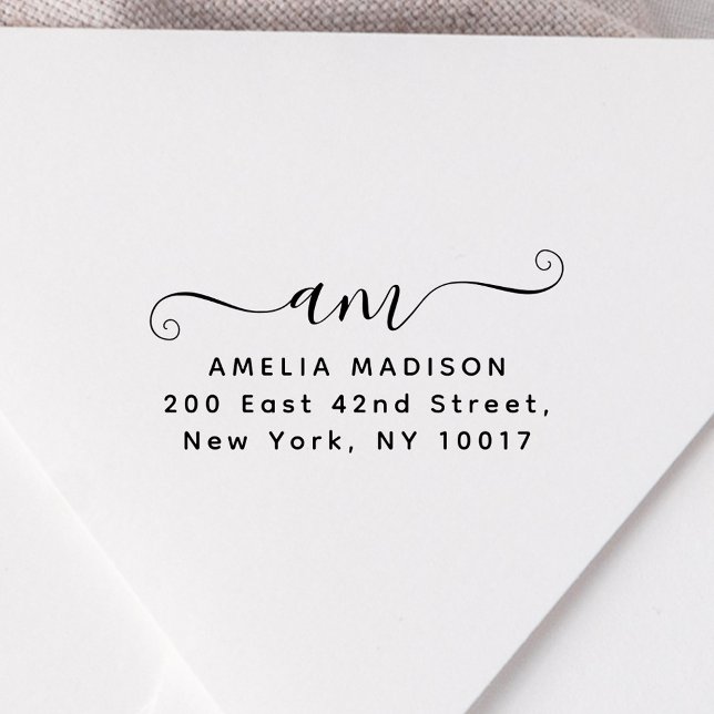 Tampons Encreurs Script Handwritten Monogram Wood Art Stamp (Créateur téléchargé)