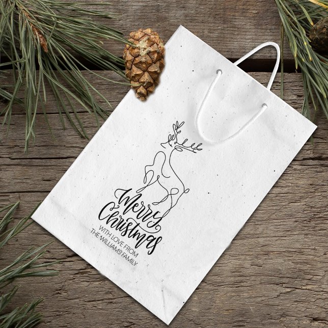 Tampons Encreurs Script Joyeux Noël, Moderne Line Art Deer Grand (Créateur téléchargé)