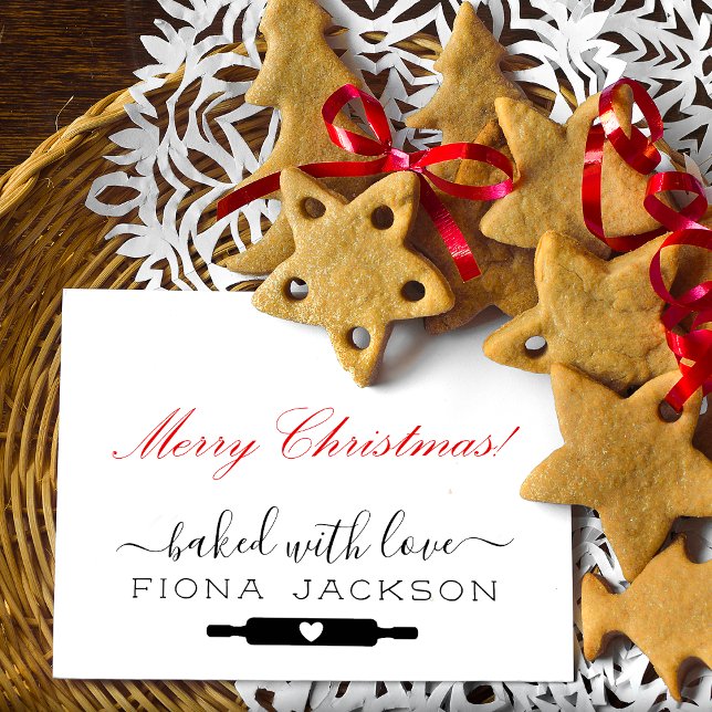 Tampons Encreurs Script Moderne Cuisiné Avec Amour Créez Votre Prop (Modern Script Baked With Love Create Your Own Rubber Stamp)