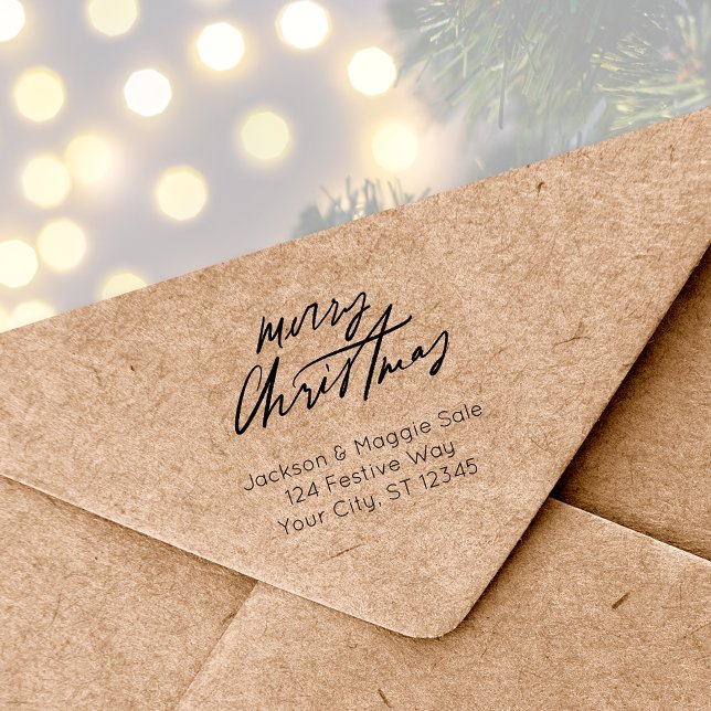 Tampons Encreurs Script moderne Joyeux Noël (Script Merry Christmas Rubber Stamp
)