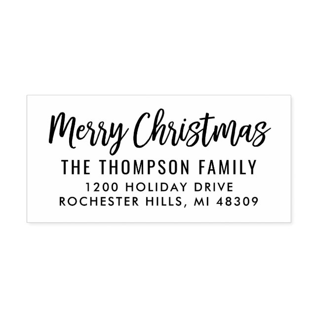 Tampons Encreurs Script moderne Joyeux Noël Adresse de retour (Impression)