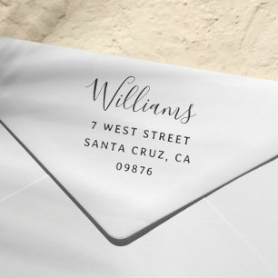 Tampons Encreurs Script moderne Nom de famille Adresse de retour