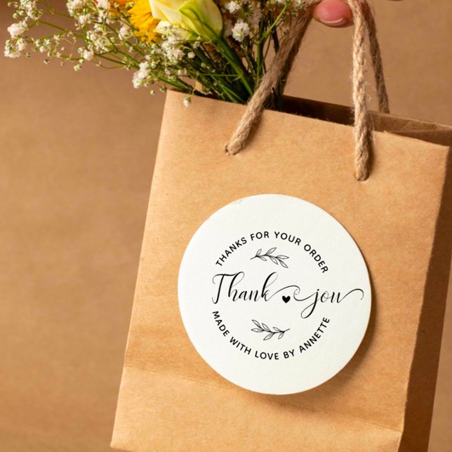 Tampons Encreurs Script moderne Nom personnalisé Merci rond fait ma (Créateur téléchargé)